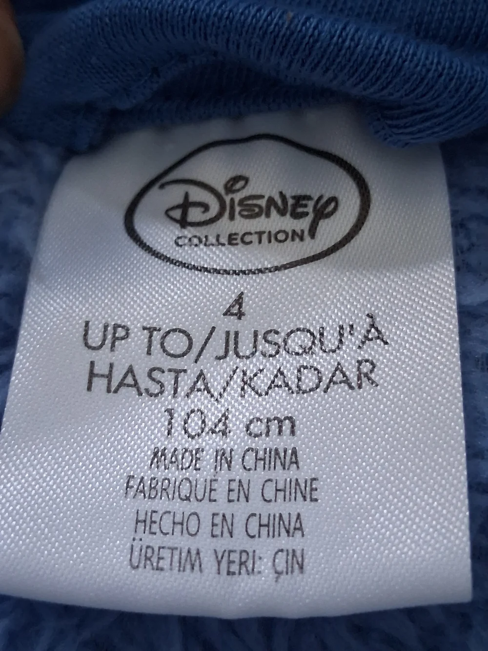 Disney Collection Kids' Blue Plush Cozy Hooded Robe Tie Belt Pockets Sz 4 Years